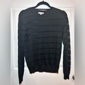 Olivia Grey Black Sheer Crewneck Burnout Sweater- Size X-Small/ Small